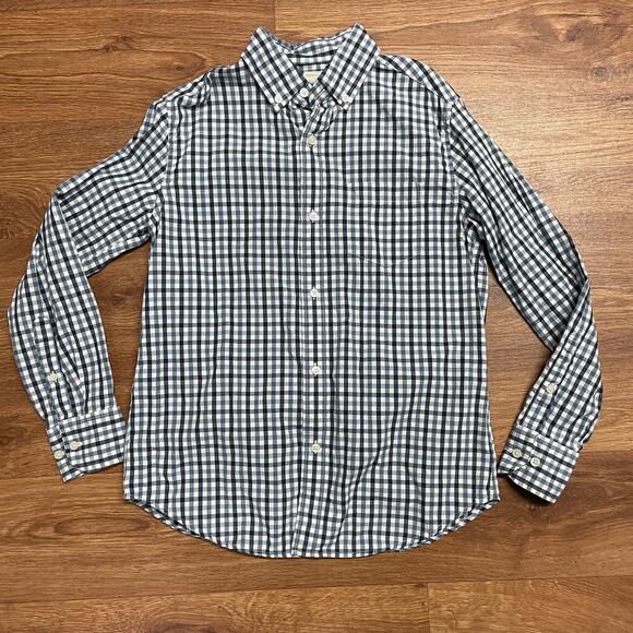 Crewcuts Dark Blue White Checkered Long Sleeve Button Up Shirt Boys Size 12 - Picture 1 of 6